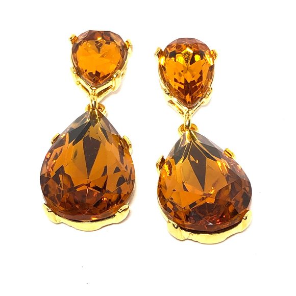 KENNETH JAY LANE, DOUBLE DROP NAVY CRYSTAL EARRING - Picture 10 of 11